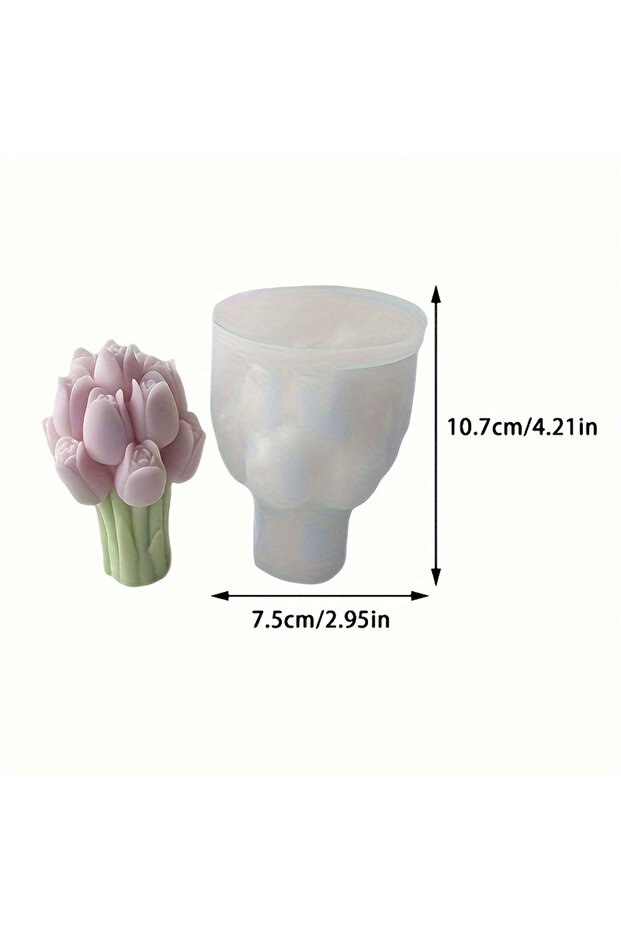 1pcs Tulip Bouquet Silicone Mold Suitable for DIY Aromatic Candle, Plaster and Resin Decoration, Flo
