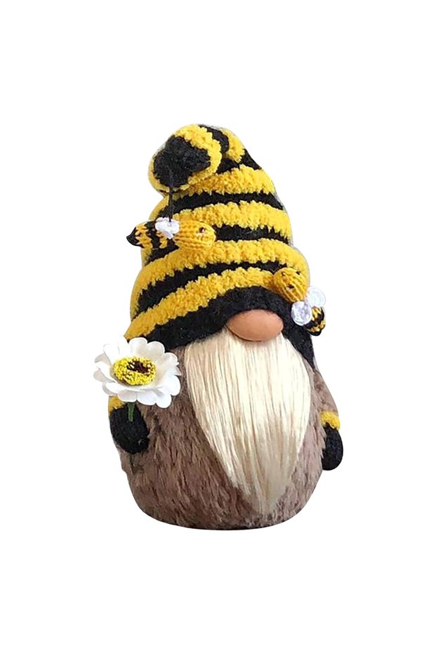 1A Bee Gnome Ornament Plush Sunflower Gonk Honey Bee Home Farmhouse Kitchen Decor Christmas Festival