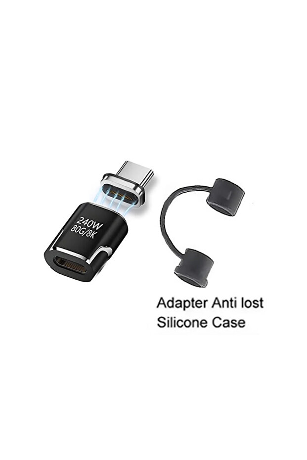 Black 240W Magnetic USB Type C Adapter Metal 80Gbps Data Transfer 8K Video Fast Charging USB-C Mini