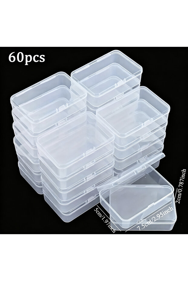 60G752DZ 30 Square PP Plastic Storage Boxes with Lids - 2-5inch Semi-Transparent Organizing Containe