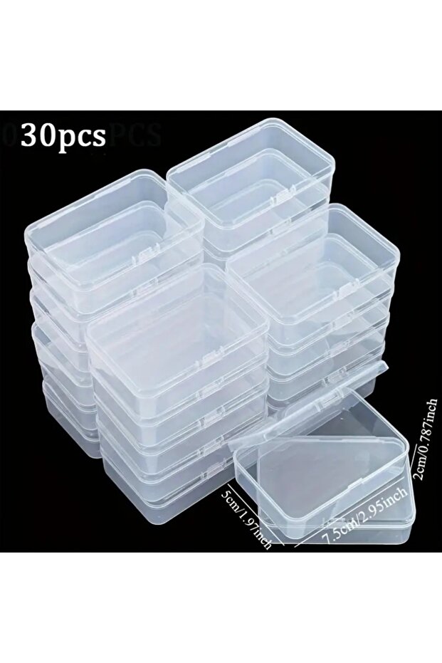 30G752DZ 30 Square PP Plastic Storage Boxes with Lids - 2-5inch Semi-Transparent Organizing Containe