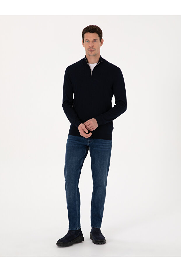 Navy Blue Slim Fit Jean Trousers 50311679-Vr033