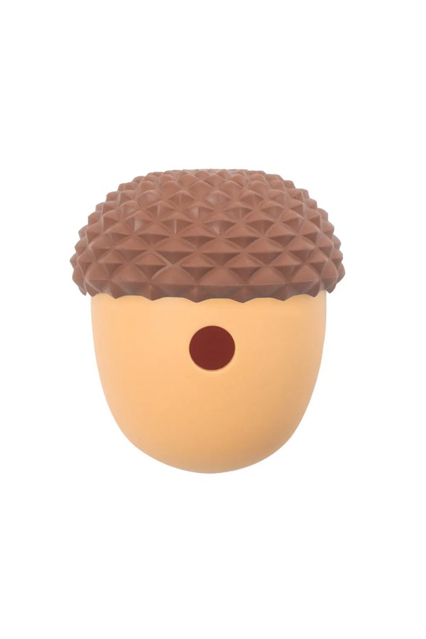 Yellow New Dog Toy Silicone Acorn Food Leakage Ball Fun Interactive Pet Slow Feed Puzzle Toys Teethi