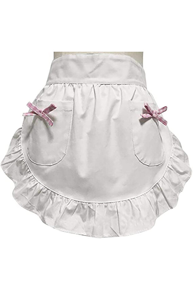 OneSize White 1 Fashionable Cute Polyester Waist Aprons are Perfect for Women's Home Kitchen Cooking