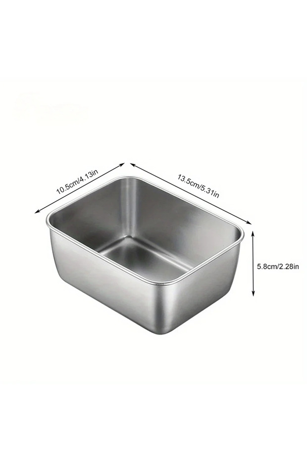 1Pc No lid Stainless Steel Food Storage Serving Trays Rectangle Sausage Noodles Fruit Dish with Cove