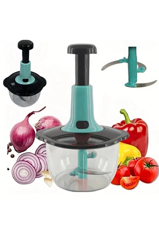 Blue Essential Kitchen Tool Vegetable Fruit Herb Chopper, Durable Plastic, Easy to Use, Perfect Holi