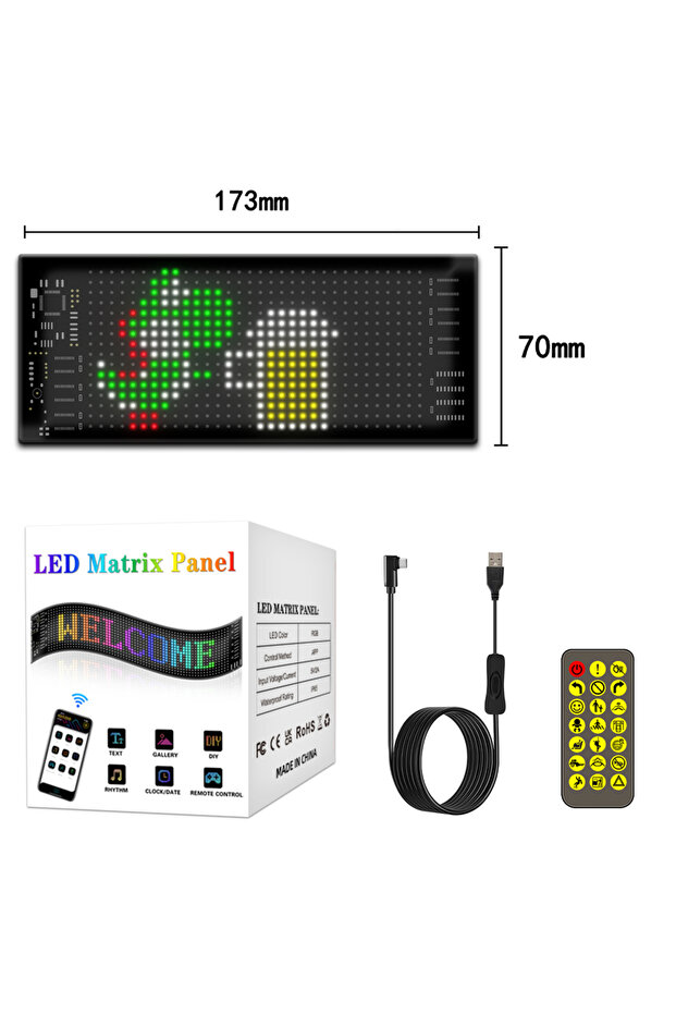 1pcs 16x32 LEDs 7x17 CM App Control Scrolling Advertising LED Sign Led Eyes for Truck USB Custom Tex