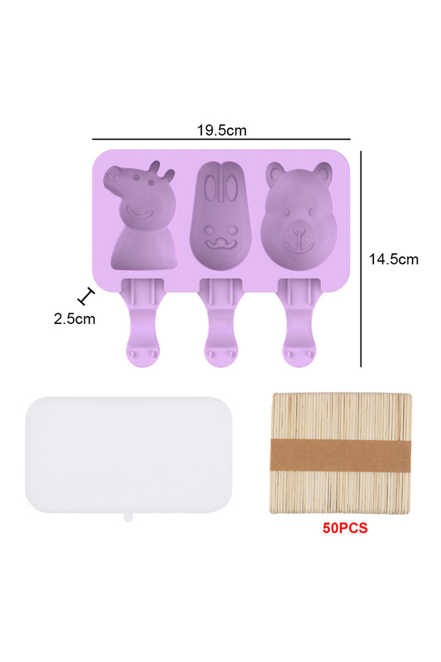Pig rabbit bear Silicone Ice Cream Mold Popsicle Molds with Lid DIY Homemade Ice Lolly Mold Ice Crea