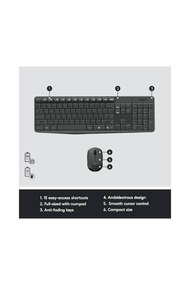 مجموعة لوحة المفاتيح والماوس اللاسلكية MK235 - 4
