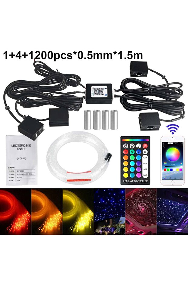 package J 1/2/4 Split Fiber Optic Light Starry Sky Lamp APP Music Remote Control Car Roof Star Light