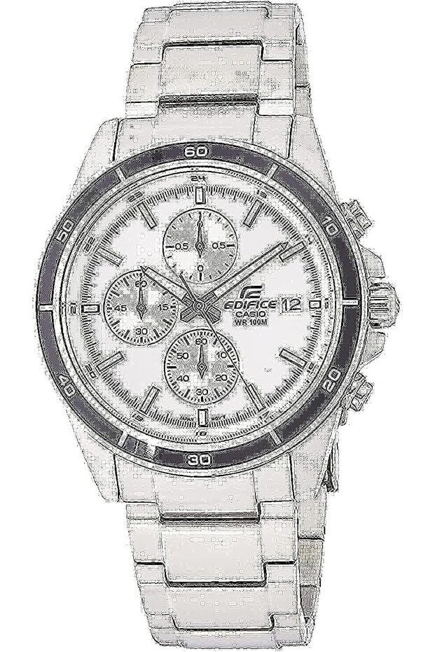 Edifice Men's White Dial Stainless Steel Chronograph Watch