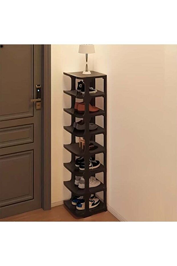 9-Tier Vertical Foldable Shoe Rack — Space-Saving Stackable Organizer Black