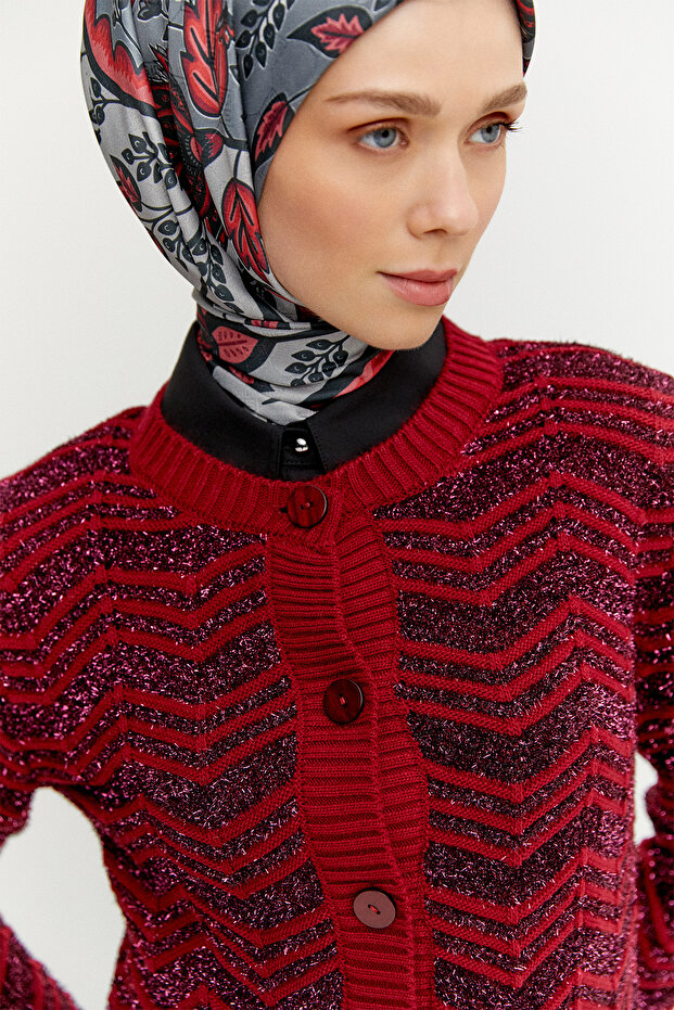 Sim Detaylı Triko Hırka - 5