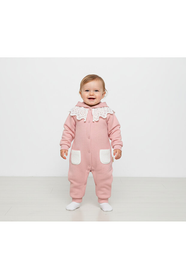 Seasonal Hooded Welsoft Jumpsuit with Pocket Detail