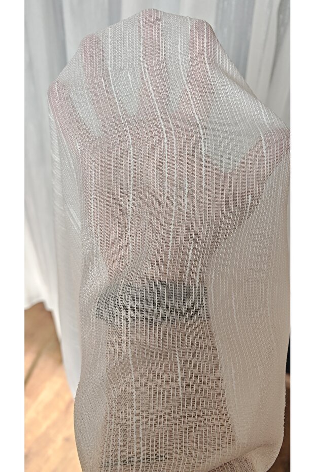 Ecru Linen Crinkled Tulle Curtain 1/3 Dense Pleats Wrinkle-Resistant No Ironing Required Suitable for Any Room