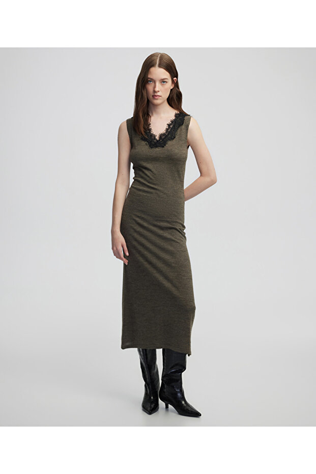 Dantel mix elbise - 4