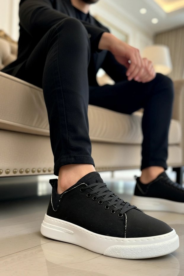 Men's Low Sole Lace-Up Fabric Sneaker Functional Durable Quality Comfortable Aesthetic Stylish