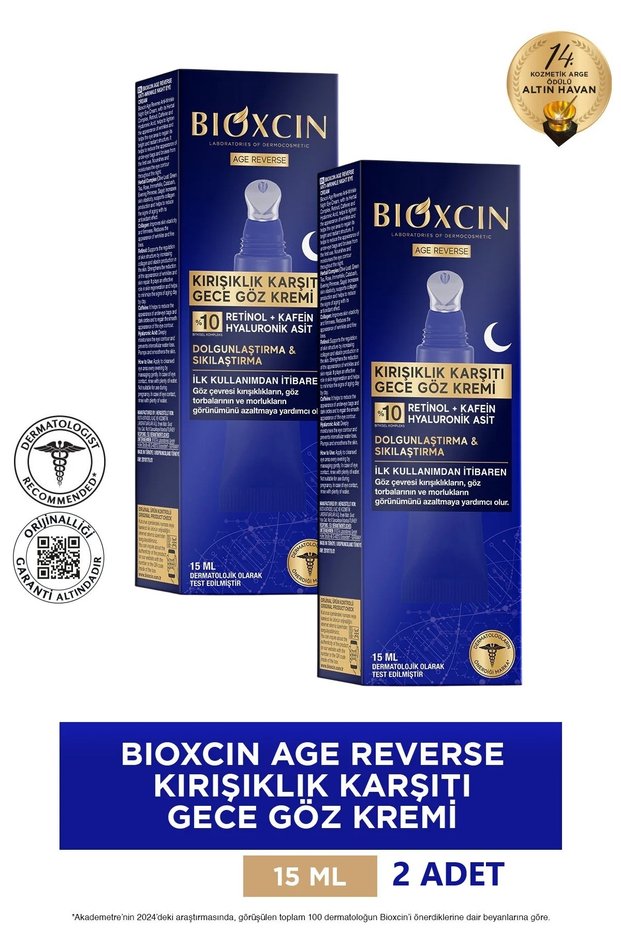 Age Reverse Anti-Wrinkle Eye Cream 2X15 ml - 10% Retinol, Caffeine, Plumpness, Firmness