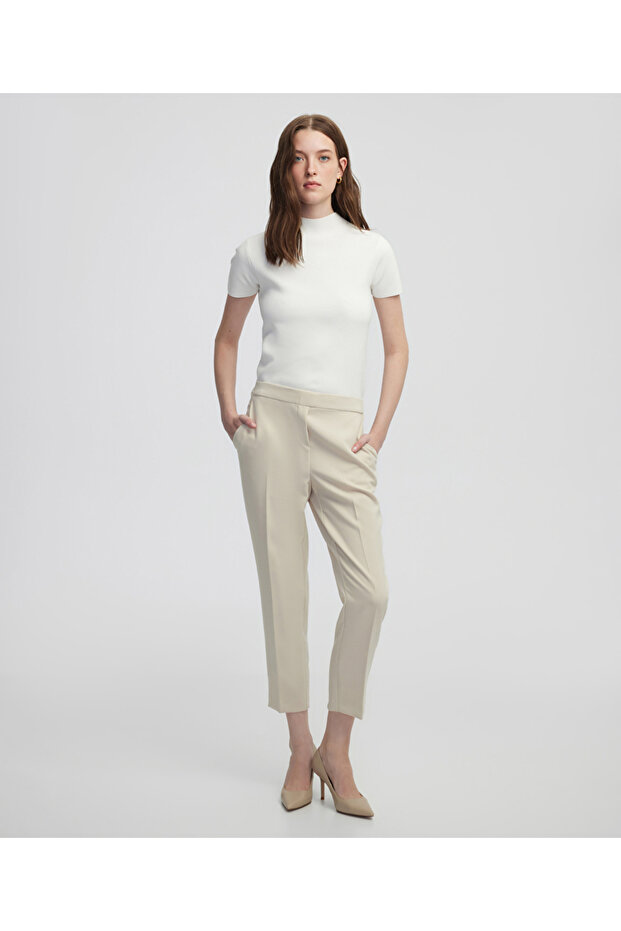 Elastik bel cigarette fit pantolon - 1