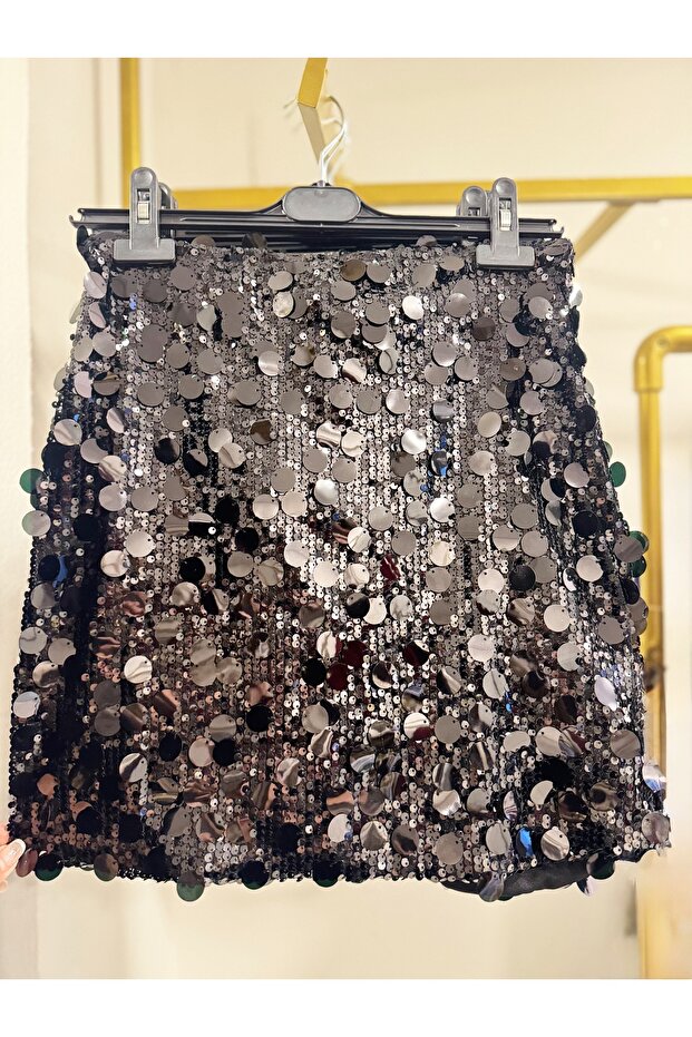 Pullu Payetli Etek - 1