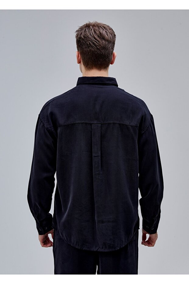 Siyah Renk Oversize Gömlek - 5