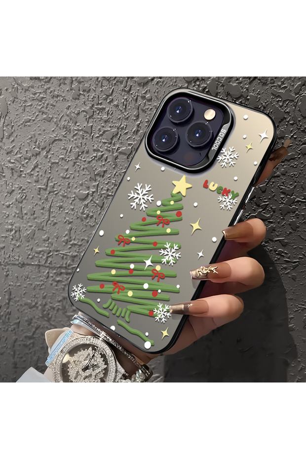 حافظة مضادة للسقوط من السيليكون بنمط شجرة عيد الميلاد متوافقة مع هاتف iPhone 14 Pro - 6