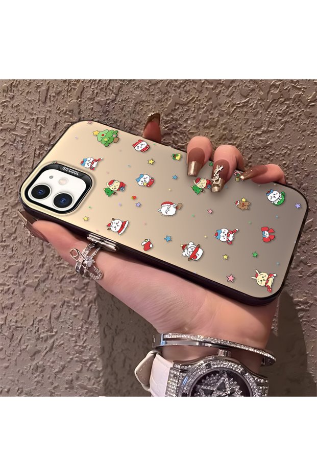 حافظة مضادة للسقوط من السيليكون بنمط سانتا كلوز متوافقة مع هاتف iPhone 12