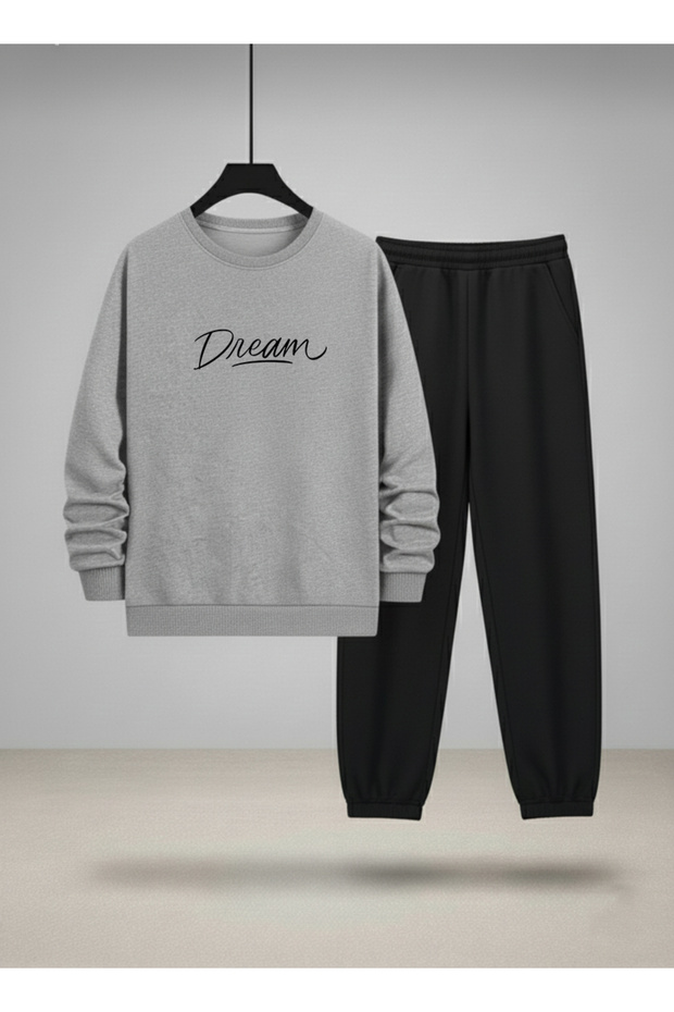 Unisex Children's Crew Neck Sweatshirt - Tracksuit Set Dream Printed 3 Thread Raised