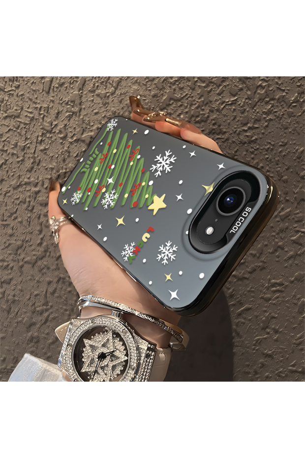 حافظة سيليكون مضادة للسقوط بنمط شجرة عيد الميلاد متوافقة مع هاتف iPhone 16e - 1