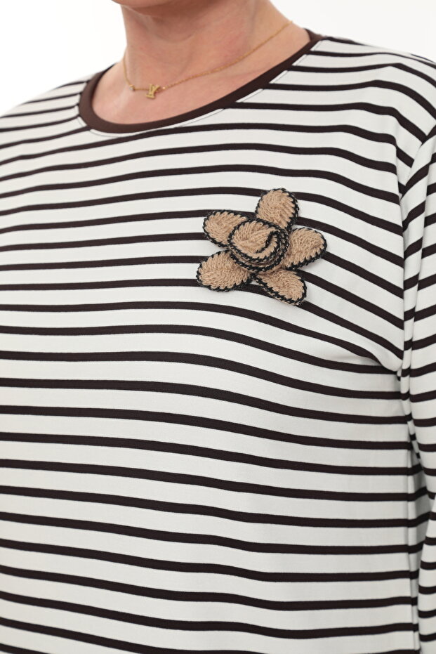 Plus Size.Striped Modal - 5