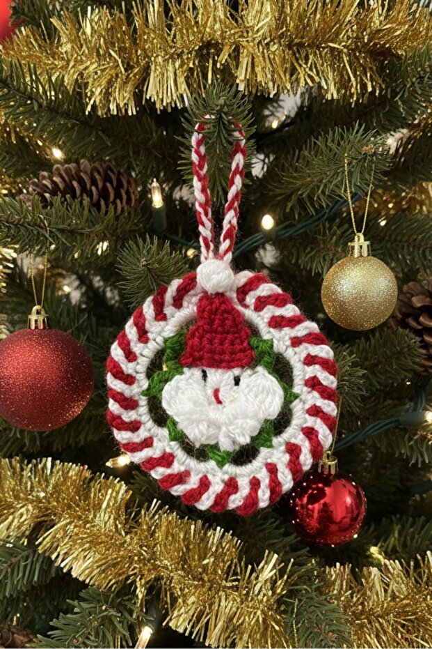 - Sibel 2453 3412 Handmade Knitted Christmas Ornament with Santa Claus Figure