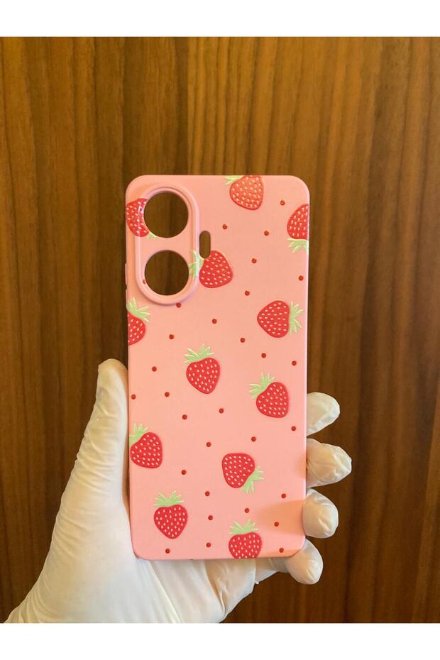 Realme C55 Strawberry Printed Inside Velvet Silicone Phone Case