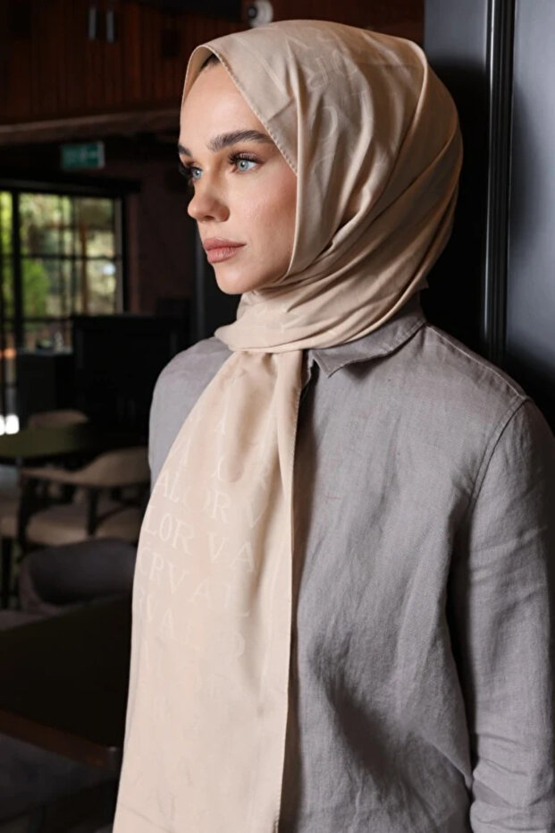 FİLDİŞİ MONOGRAM DESEN ŞAL - 1