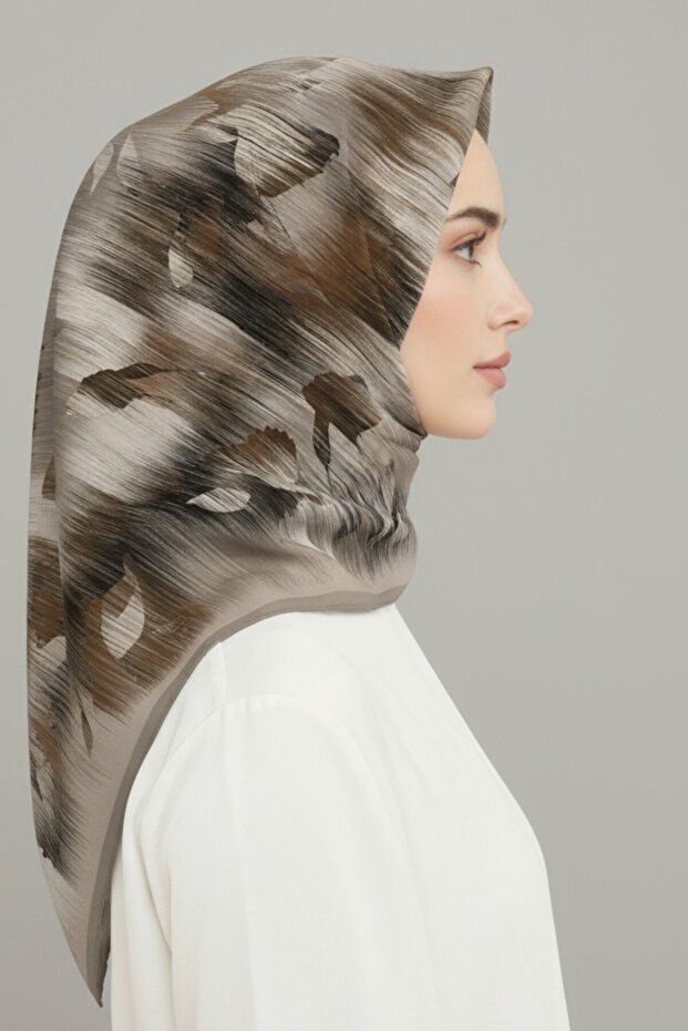 وشاح من الرايون منقوش - كريمي - 5