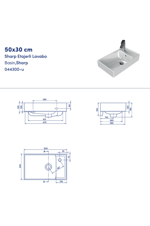 Sharp 50 Cm Lavabo Beyaz - 3