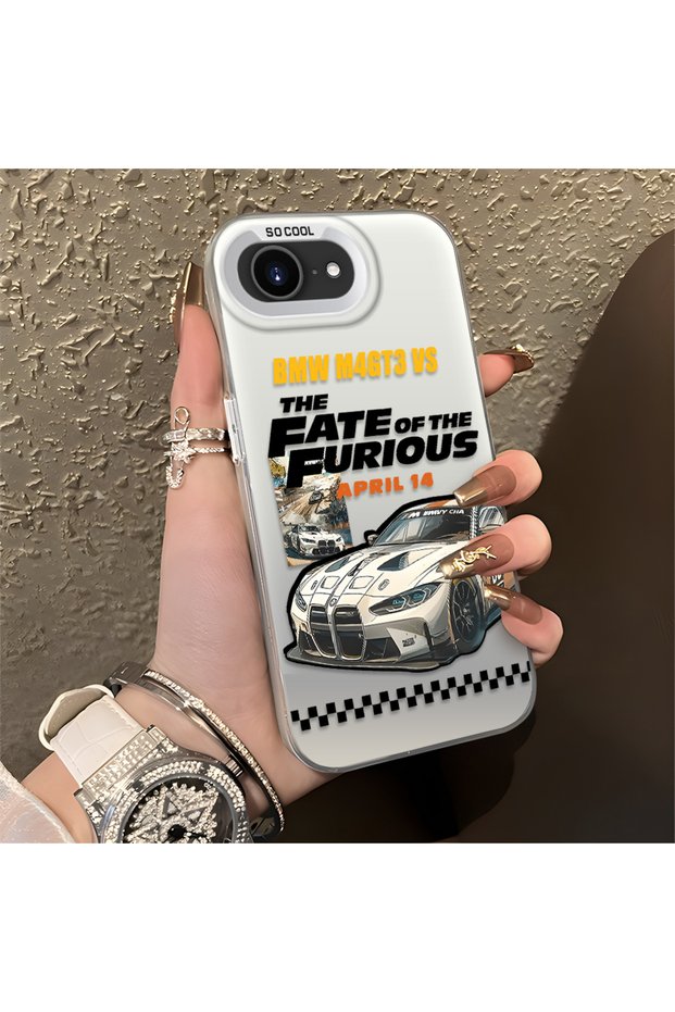iPhone 16E Compatible Silicone Edge Hard Back Anti-Fall Sports Car Pattern Case