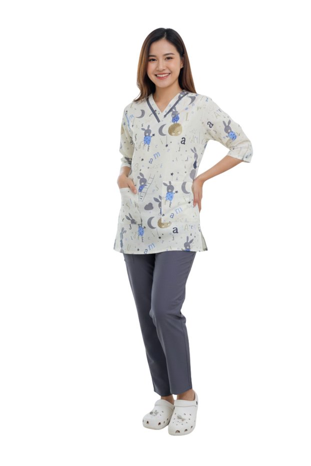 ABSHIR Housemaid/Nanny/Babysitter/Khadama Set, Print, V-Neck Top with 3 ...