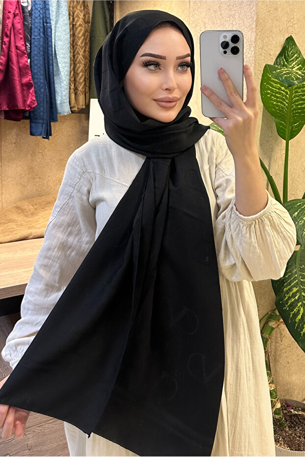 V Desenli Çift Taraflı Kaşmir İpek Şal - 2