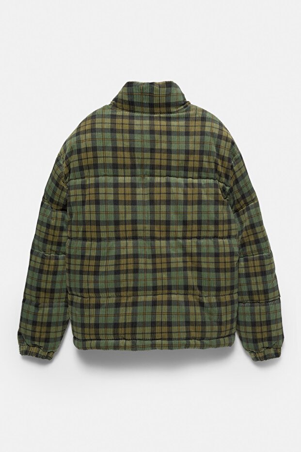 Kareli kadife şişme ceket - 8