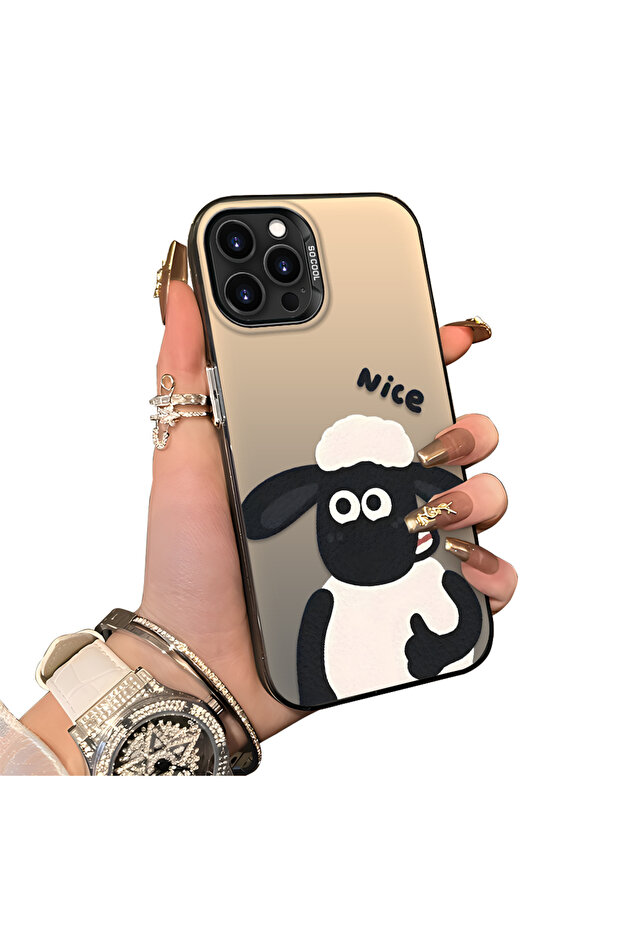 حافظة من السيليكون المتوافقة مع هاتف iPhone 14 Pro ذات حافة صلبة ومضادة للسقوط بنمط الخروف - 3