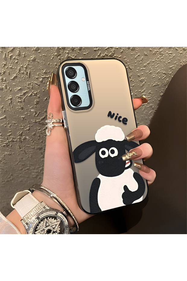 Samsung Galaxy M15 Compatible Silicone Edge Hard Back Anti-Fall Lamb Pattern Case