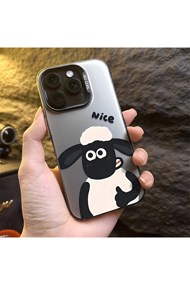 حافظة من السيليكون المتوافقة مع هاتف iPhone 16e ذات حافة صلبة ومضادة للسقوط بنمط الخروف - 7