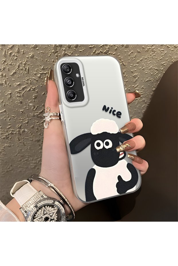 Samsung Galaxy A24 Compatible Silicone Edge Hard Back Anti-Fall Lamb Pattern Case