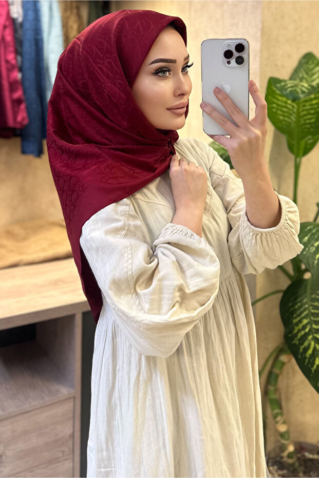 D Desen İpeksi Jakar Eşarp - 3