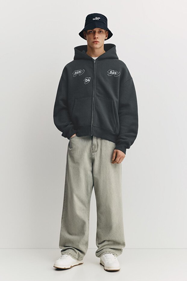 Dan Da Dan fermuarlı kapüşonlu sweatshirt - 4