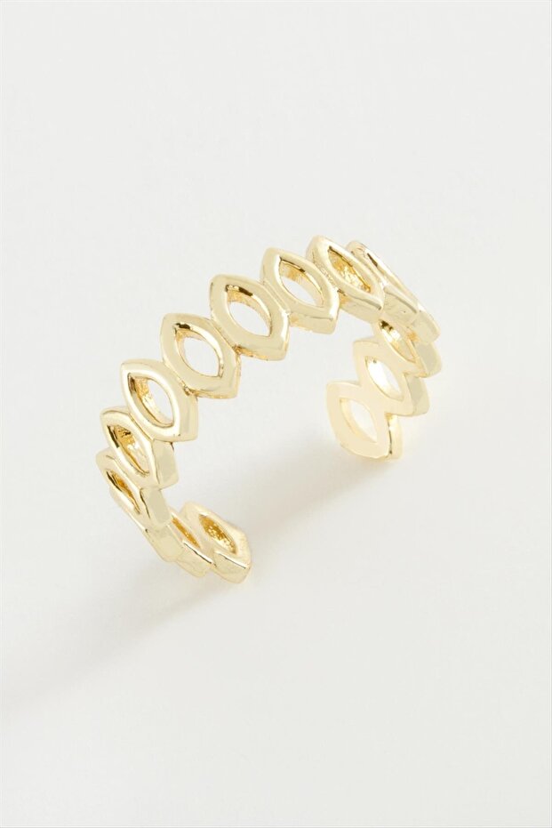 Oval Chain Patterned Metal Ring - 1