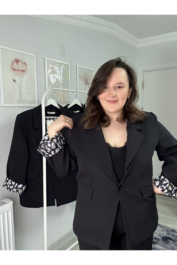 Leopar Detaylı Blazer Ceket - 2
