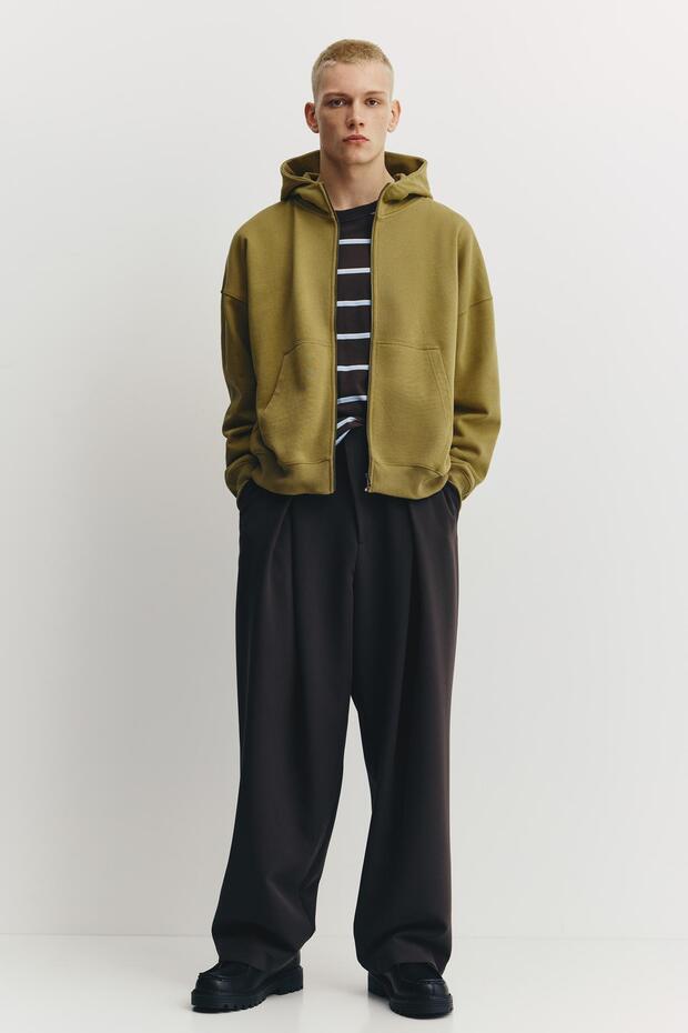 Fermuarlı kapüşonlu boxy sweatshirt - 2