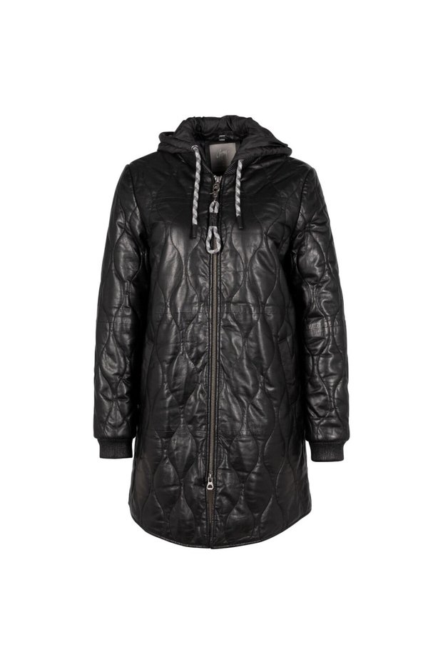 Geaca Lunga de Piele Dama Neagra GWArjeta