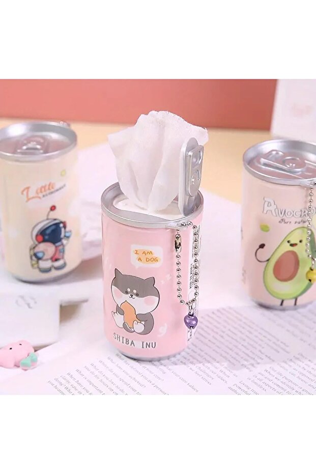 Portable Cute Can-Shaped Cola Bottle Keychain Wet Wipe Box Bag Ornament